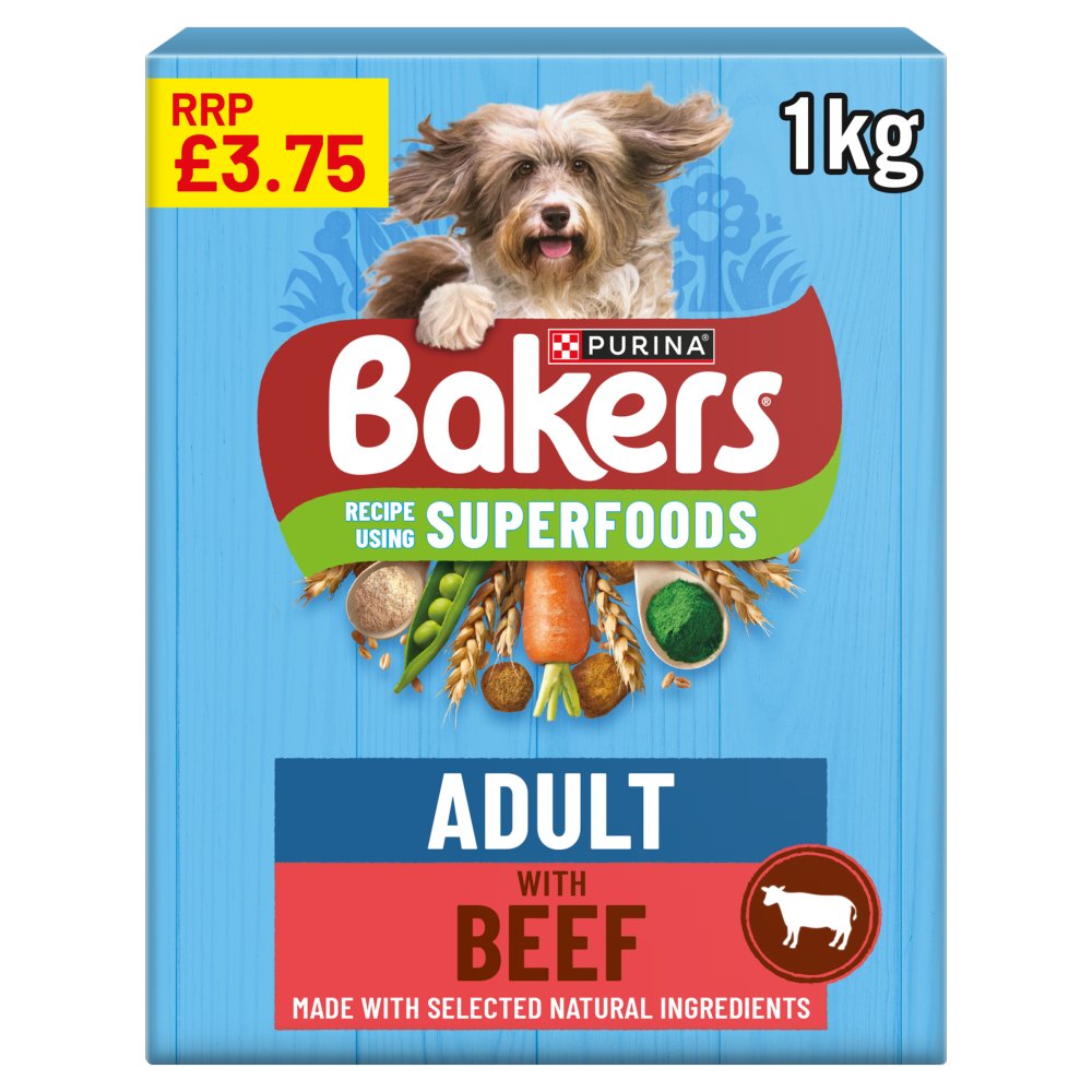 Bakers Superfoods Beef & Veg Dry Dog Food 1kg