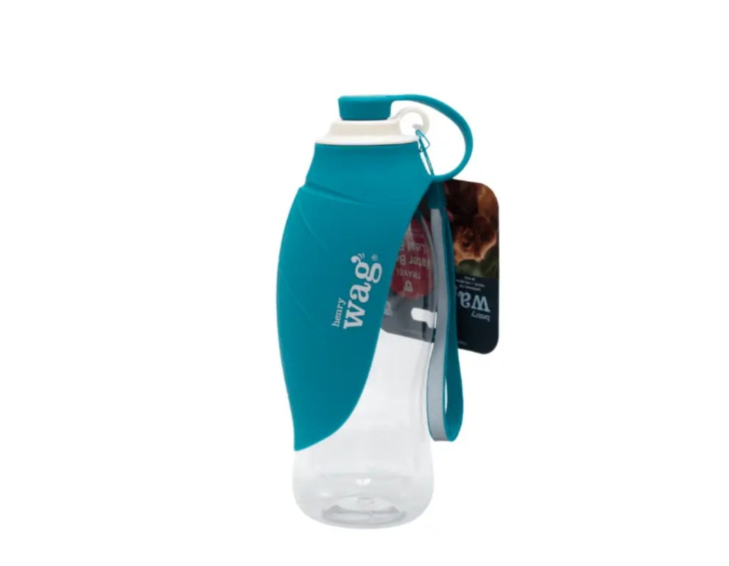 Henry Wag Pet Water Bottle with Leaf Bowl Blue